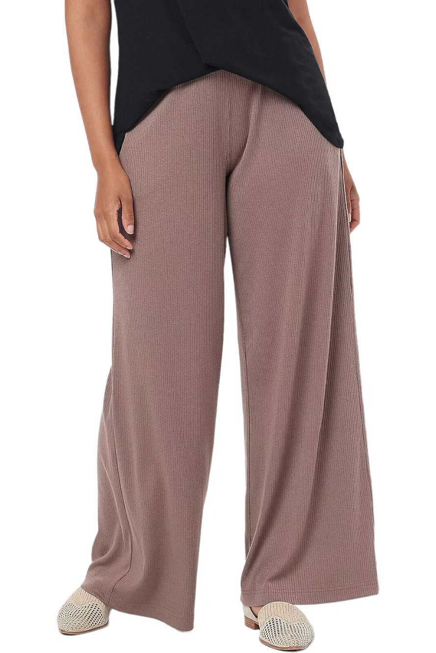 All Worthy Hunter McGrady Wide Leg Rib Pants Deep Taupe - Regular